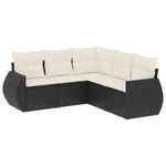 5-Delige Loungeset Met Kussens Poly Rattan Zwart