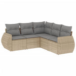 5-Delige Loungeset Met Kussens Poly Rattan Beige
