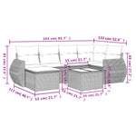 7-Delige Loungeset Met Kussens Poly Rattan Zwart