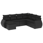 7-Delige Loungeset Met Kussens Poly Rattan Zwart