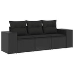 3-Delige Loungeset Met Kussens Poly Rattan Zwart