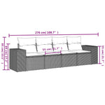 4-Delige Loungeset Met Kussens Poly Rattan Grijs