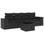 5-Delige Loungeset Met Kussens Poly Rattan Zwart