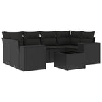 7-Delige Loungeset Met Kussens Poly Rattan Zwart