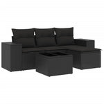 5-Delige Loungeset Met Kussens Poly Rattan Zwart