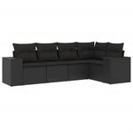 5-Delige Loungeset Met Kussens Poly Rattan Zwart