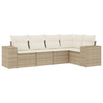 5-Delige Loungeset Met Kussens Poly Rattan Beige