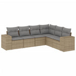 6-Delige Loungeset Met Kussens Poly Rattan Beige