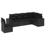 6-Delige Loungeset Met Kussens Poly Rattan Zwart
