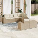 7-Delige Loungeset Met Kussens Poly Rattan Beige