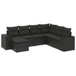 7-Delige Loungeset Met Kussens Poly Rattan Zwart
