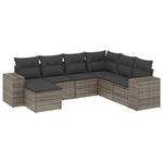 7-Delige Loungeset Met Kussens Poly Rattan Grijs