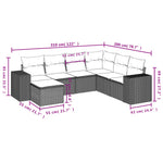 7-Delige Loungeset Met Kussens Poly Rattan Grijs