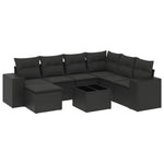 8-Delige Loungeset Met Kussens Poly Rattan Zwart