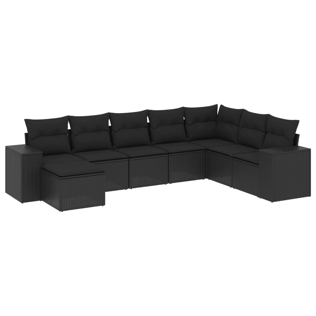 8-Delige Loungeset Met Kussens Poly Rattan Zwart