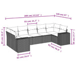 7-Delige Loungeset Met Kussens Poly Rattan Zwart