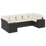 7-Delige Loungeset Met Kussens Poly Rattan Zwart