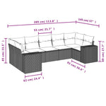 7-Delige Loungeset Met Kussens Poly Rattan Zwart
