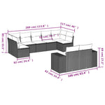 9-Delige Loungeset Met Kussens Poly Rattan Grijs