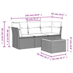 4-Delige Loungeset Met Kussens Poly Rattan Grijs