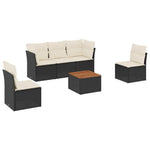 6-Delige Loungeset Met Kussens Poly Rattan Zwart