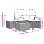5-Delige Loungeset Met Kussens Poly Rattan Grijs