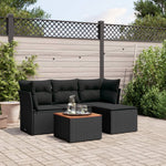 5-Delige Loungeset Met Kussens Poly Rattan Zwart