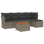 6-Delige Loungeset Met Kussens Poly Rattan Grijs