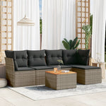 6-Delige Loungeset Met Kussens Poly Rattan Grijs