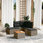 6-Delige Loungeset Met Kussens Poly Rattan Grijs