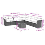 10-Delige Loungeset Met Kussens Poly Rattan Grijs