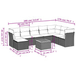 9-Delige Loungeset Met Kussens Poly Rattan Grijs