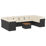 11-Delige Loungeset Met Kussens Poly Rattan Zwart
