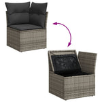 11-Delige Loungeset Met Kussens Poly Rattan Grijs