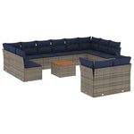 13-Delige Loungeset Met Kussens Poly Rattan Grijs