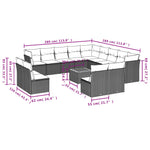 14-Delige Loungeset Met Kussens Poly Rattan Grijs