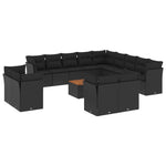 14-Delige Loungeset Met Kussens Poly Rattan Zwart