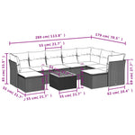 10-Delige Loungeset Met Kussens Poly Rattan Grijs