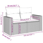 5-Delige Loungeset Met Kussens Poly Rattan Grijs