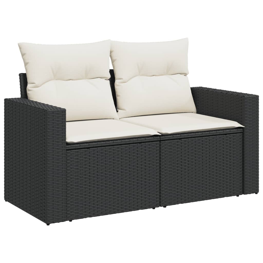 8-Delige Loungeset Met Kussens Poly Rattan Zwart