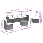 7-Delige Loungeset Met Kussens Poly Rattan Grijs