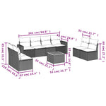 9-Delige Loungeset Met Kussens Poly Rattan Grijs