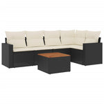 6-Delige Loungeset Met Kussens Poly Rattan Zwart