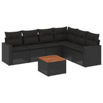 7-Delige Loungeset Met Kussens Poly Rattan Zwart