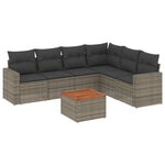 7-Delige Loungeset Met Kussens Poly Rattan Grijs