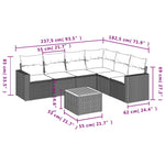 7-Delige Loungeset Met Kussens Poly Rattan Grijs