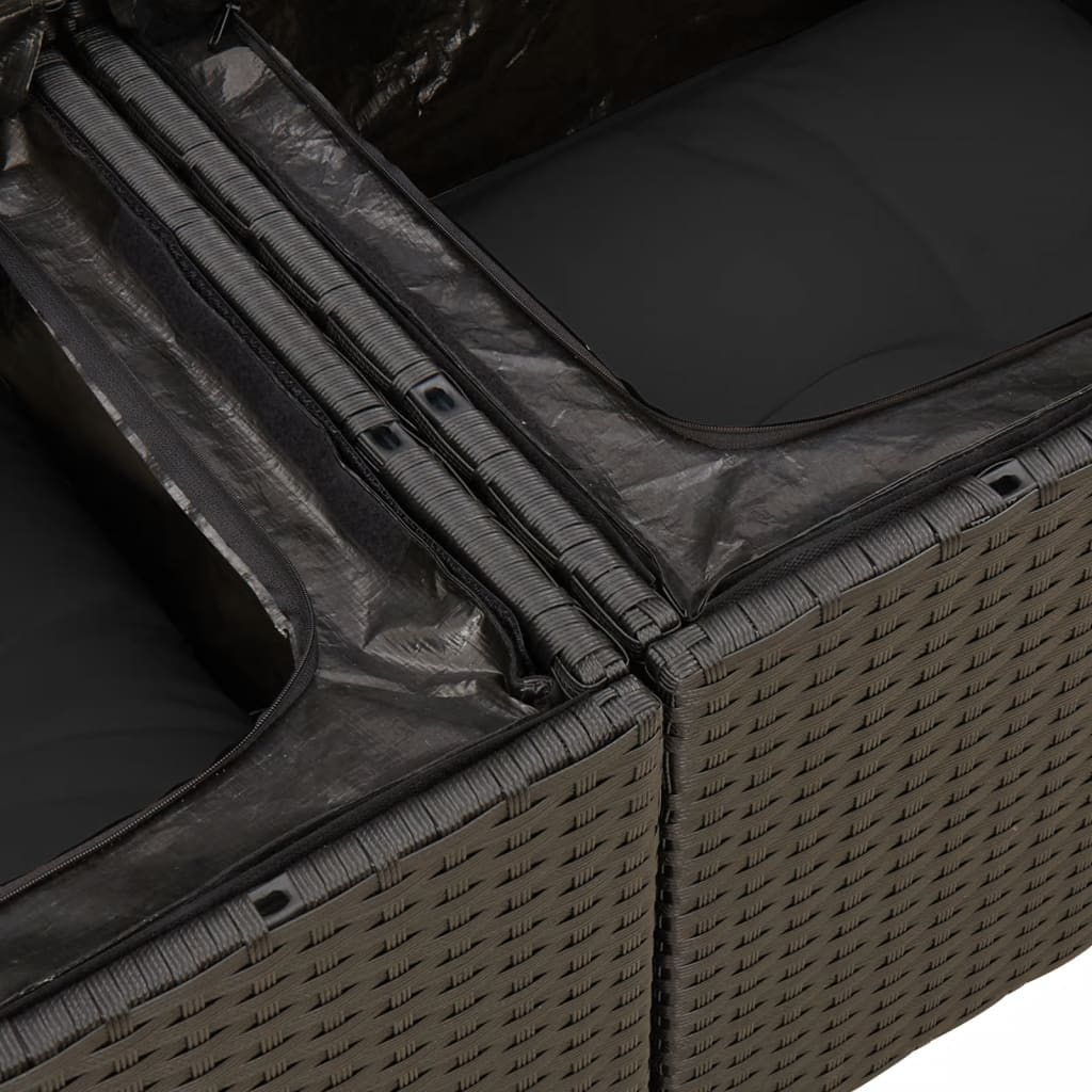 7-Delige Loungeset Met Kussens Poly Rattan Zwart