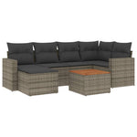 7-Delige Loungeset Met Kussens Poly Rattan Grijs