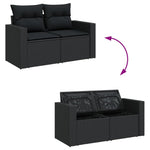 10-Delige Loungeset Met Kussens Poly Rattan Zwart