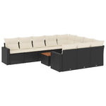 11-Delige Loungeset Met Kussens Poly Rattan Zwart